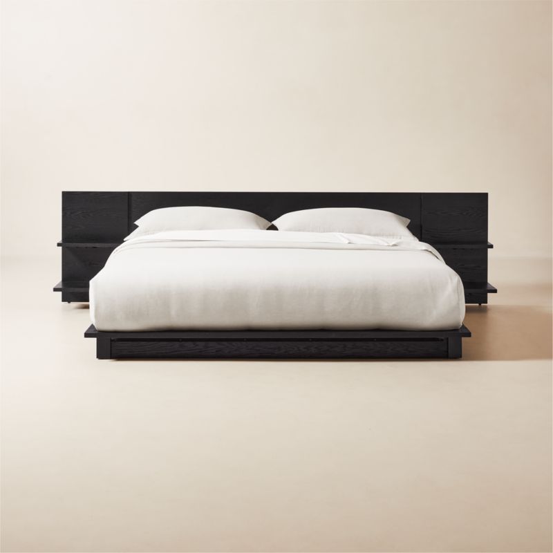 Andes Black Ebonized Oak Wood King Bed - image 0 of 8