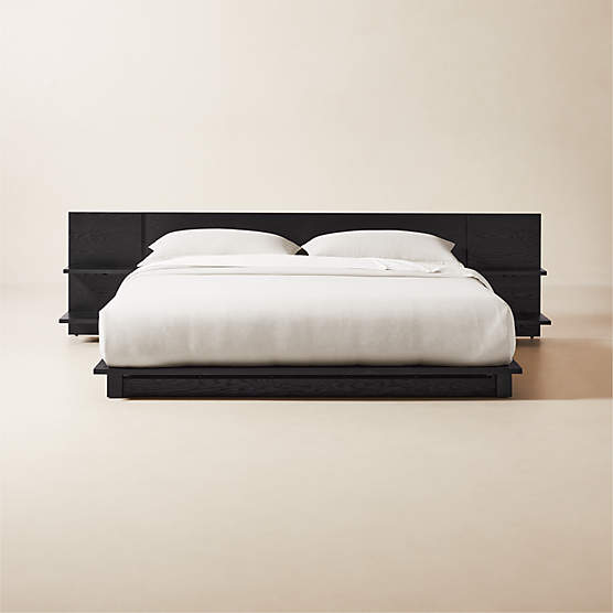 Andes Black Ebonized Oak Wood King Bed