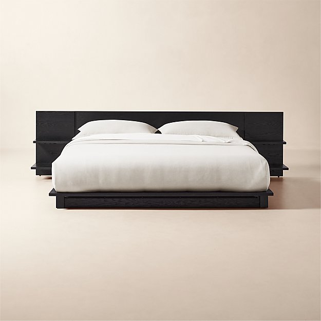 Andes Black Ebonized Oak Wood Bed | CB2