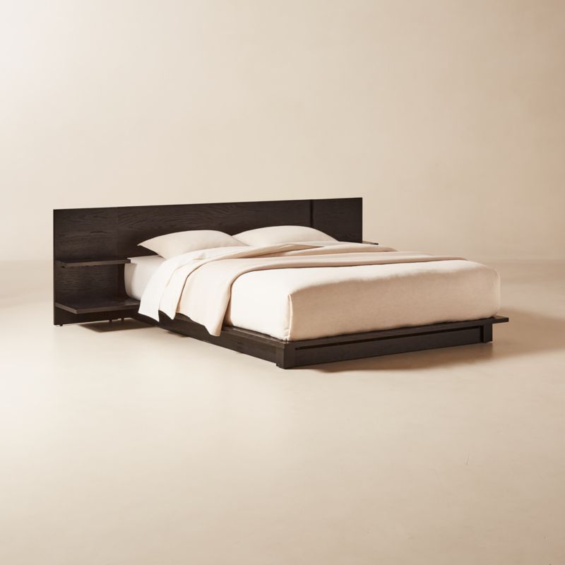 Andes Black Ebonized Oak Wood Queen Bed - image 3 of 7