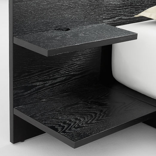 Andes Black Ebonized Oak Wood King Bed