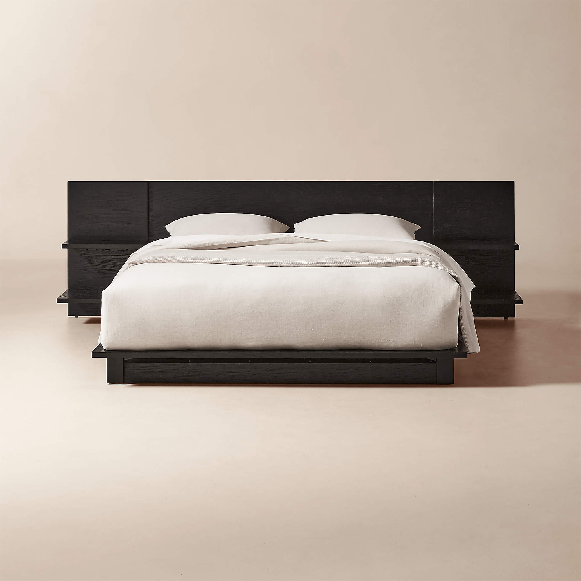 Andes Black Ebonized Oak Wood Queen Bed + Reviews | CB2