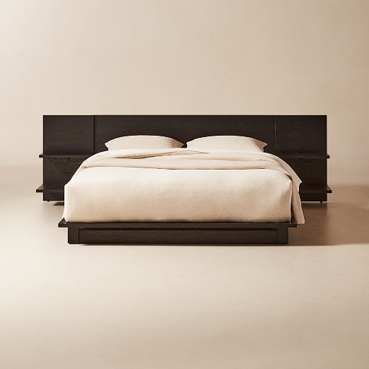 Andes Black Ebonized Oak Wood Bed