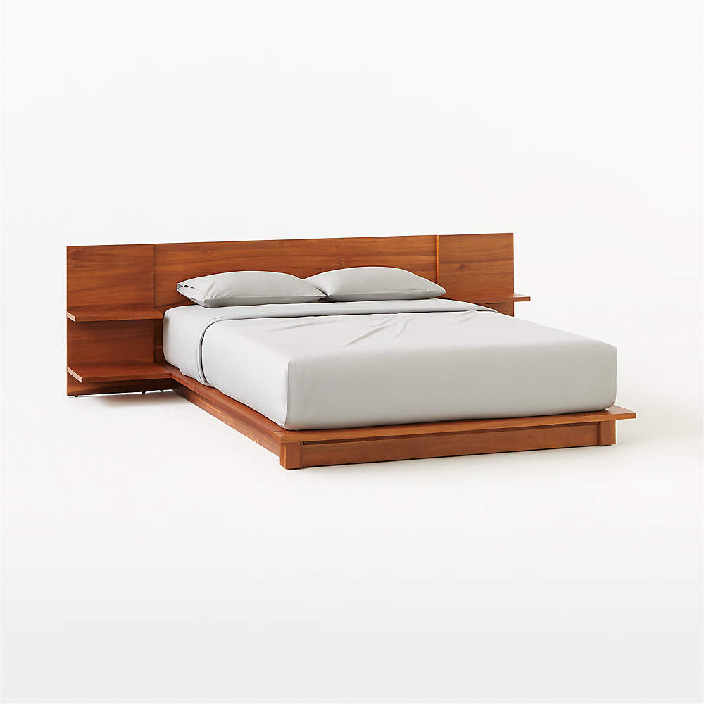 Wood platform deals bed with nightstands