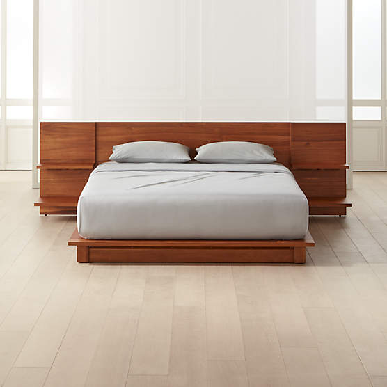 Drommen Acacia Wood Platform Queen Bed + Reviews | CB2