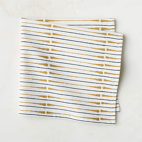 Andre Warm White and Smoked Amber Block Print Cloth Napkin
