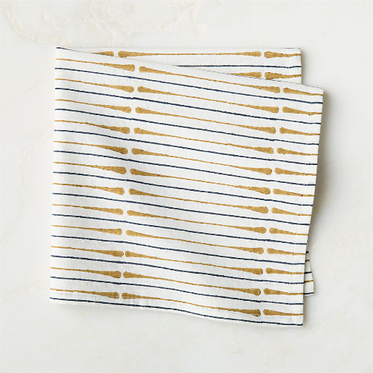 Andre Warm White and Smoked Amber Block Print Cloth Napkin