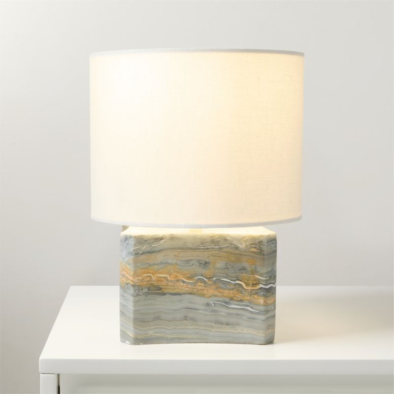 Anelle Petite Blue Onyx Table Lamp with Linen Shade - image 0 of 8