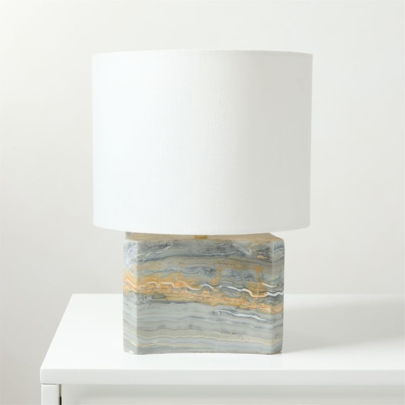 Anelle Petite Blue Onyx Table Lamp with Linen Shade - image 2 of 8