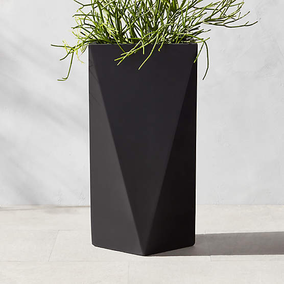 Angular Faceted Black Cement Indoor/Outdoor Large Planter 31"
