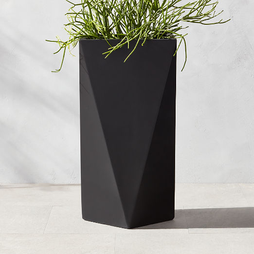 Angular Faceted Black Cement Indoor/Outdoor Large Planter 31"H