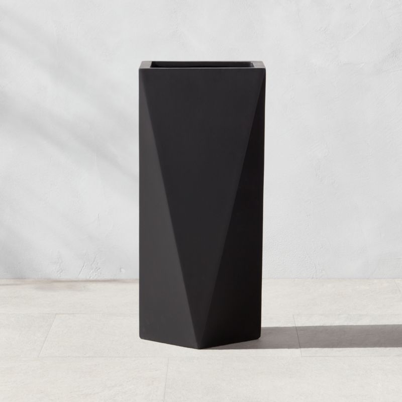 Angular Black Cement Outdoor Planter Small - image 0 of 7