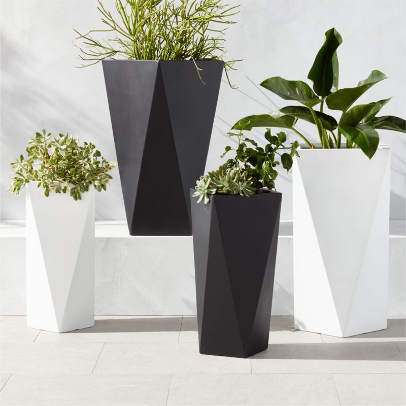 Angular Black Cement Outdoor Planter Small - image 2 of 7