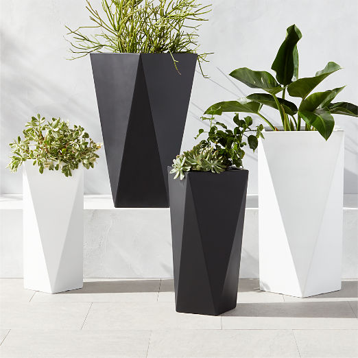 Angular Black and White Cement Outdoor Planters