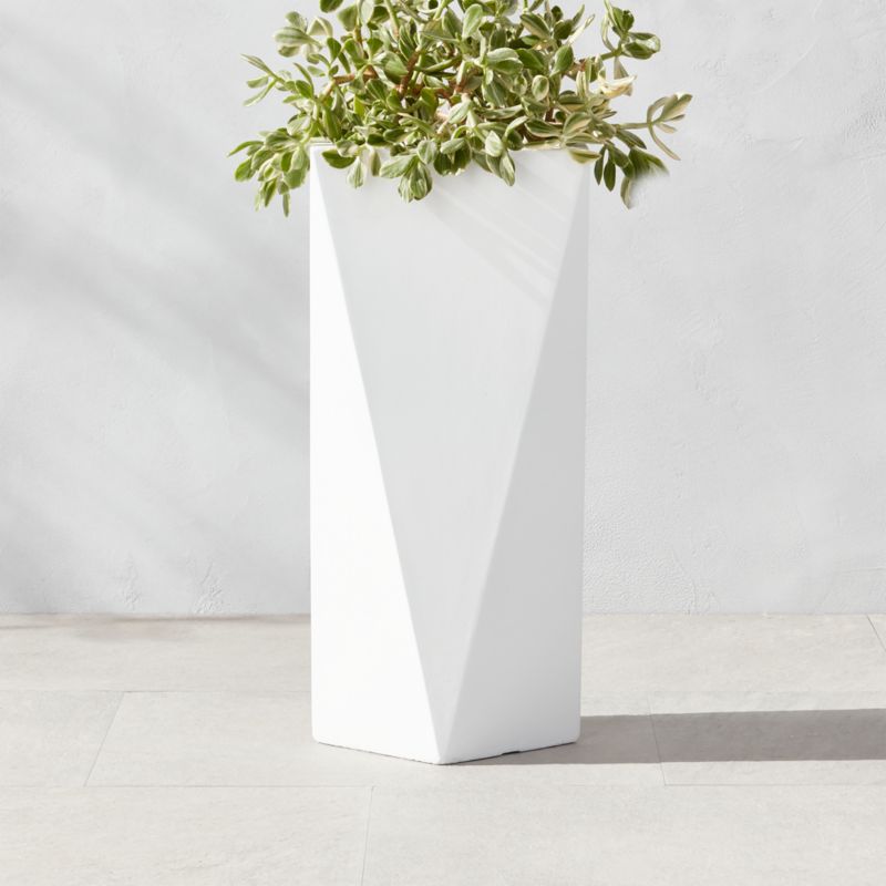 Angular White Cement Outdoor Planter Small - image 3 of 7