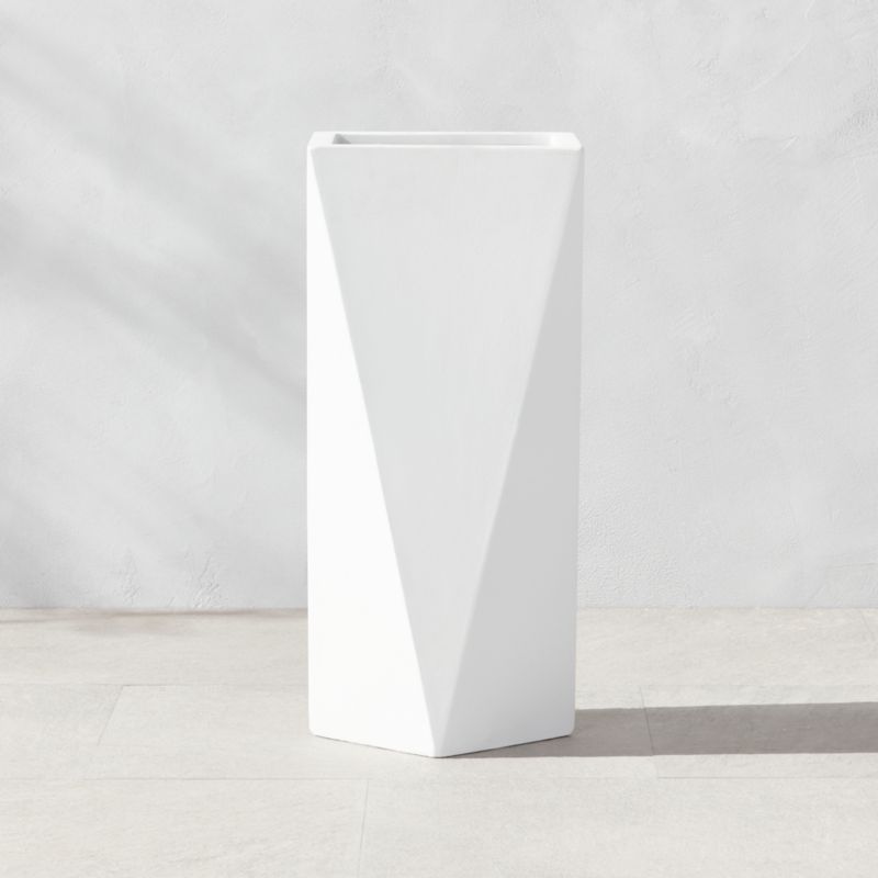 Angular White Cement Outdoor Planter Small - image 0 of 7