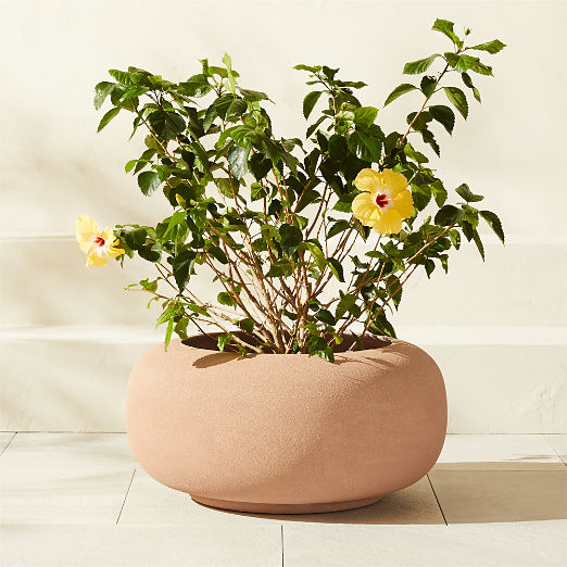 Anique Round Taupe Cement Indoor/Outdoor Medium Planter 12"H