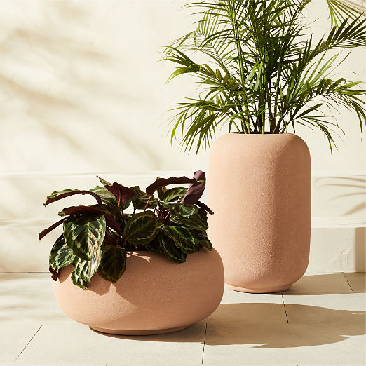 Anique Round Taupe Cement Indoor/Outdoor Planters