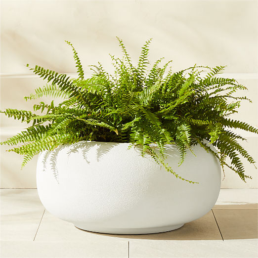 Anique Round White Cement Indoor/Outdoor Planter Short