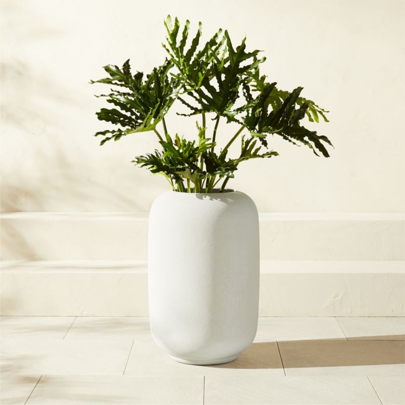 View Anique Round White Cement Indoor/Outdoor Large Planter 26"H details