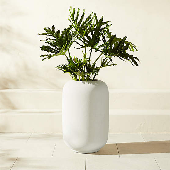 Anique Round White Cement Indoor/Outdoor Planter Tall