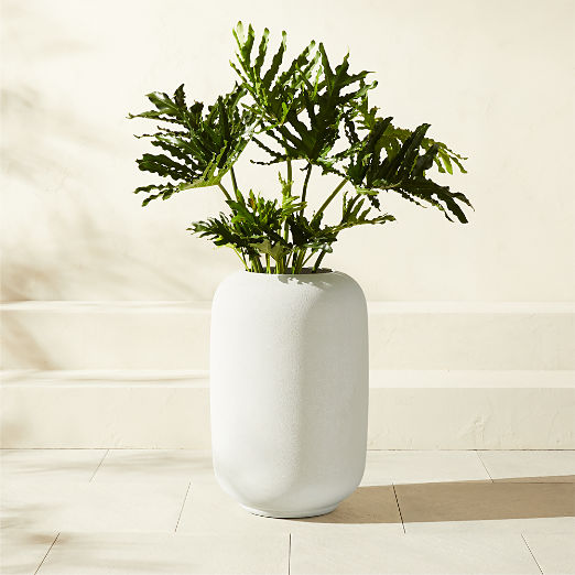 Anique Round White Cement Indoor/Outdoor Large Planter 26"H