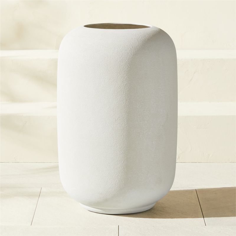 Anique Round White Cement Indoor/Outdoor Planter Tall - image 2 of 6