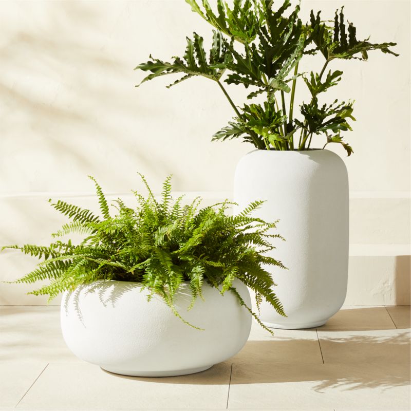 Anique Round White Cement Indoor/Outdoor Planter Short - image 1 of 6