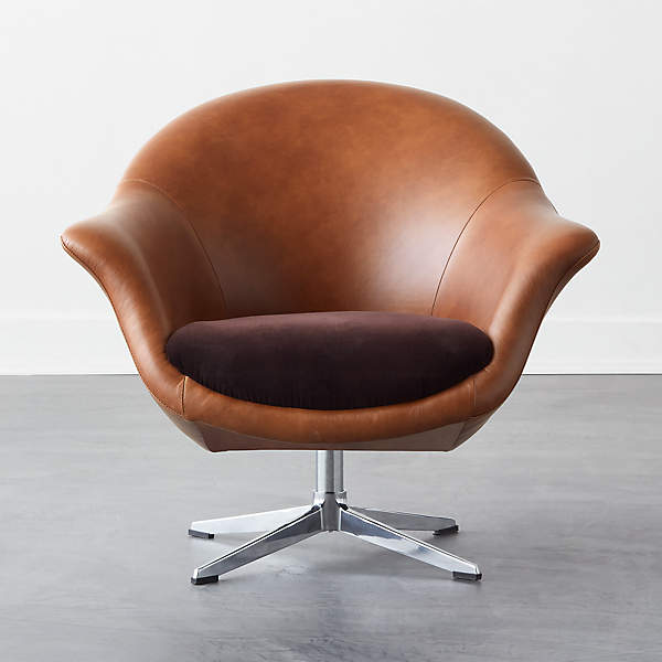 crate and barrel leather swivel chair