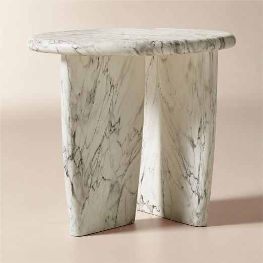 Anoki Grey Marbled Resin Side Table