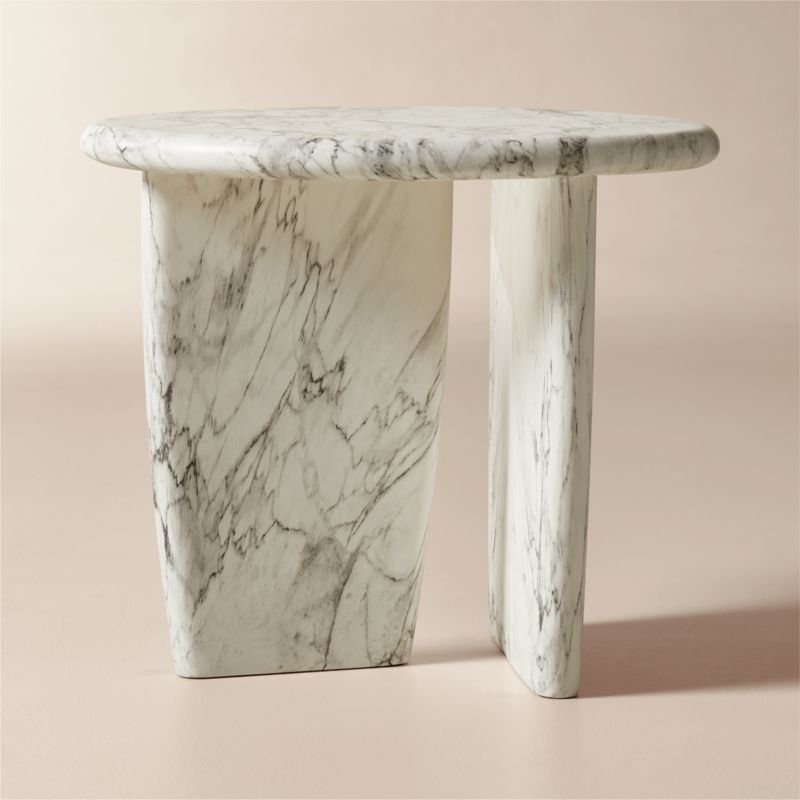 Viewing product image Anoki Grey Marbled Resin Side Table - image 1 of 8