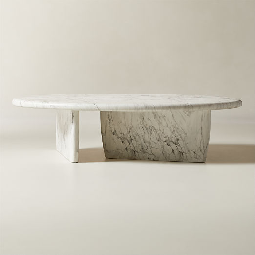 Anoki 57" Oval Grey Marbled Resin Coffee Table