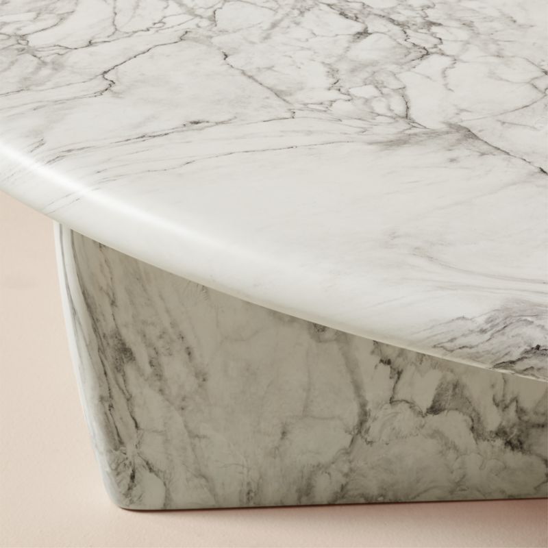 Anoki 57" Oval Grey Marbled Resin Coffee Table - image 5 of 10