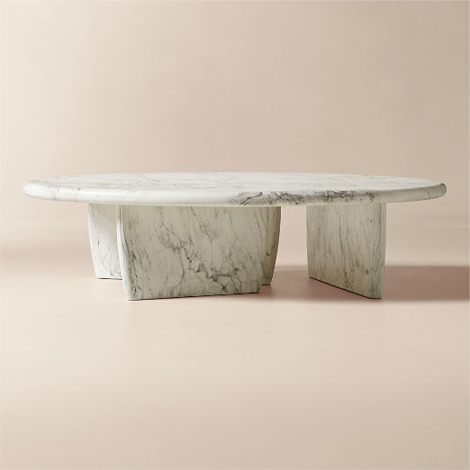 Anoki 57" Oval Grey Marbled Resin Coffee Table