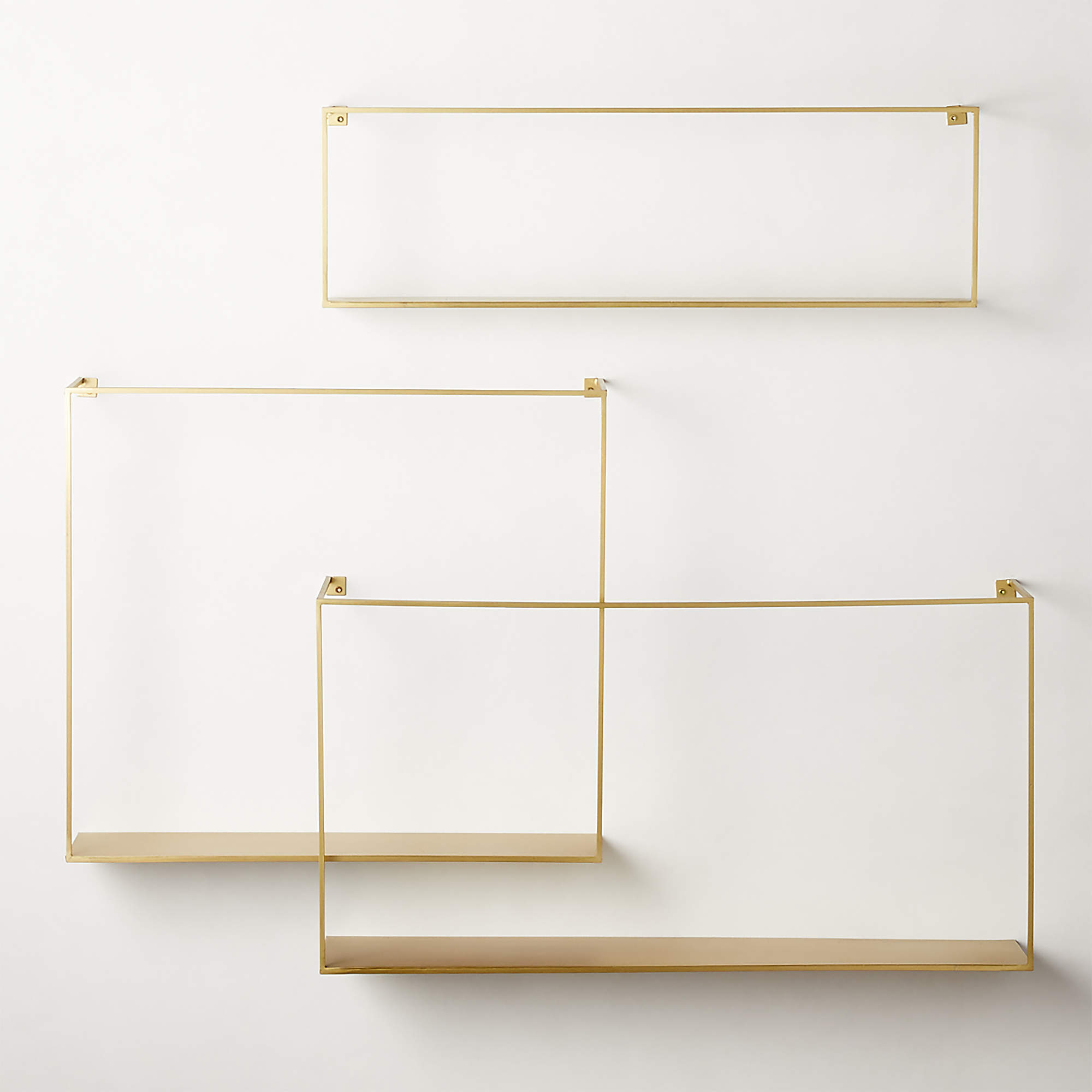 Antiqued Brass Large Floating Shelves Set of 3 + Reviews CB2 Canada