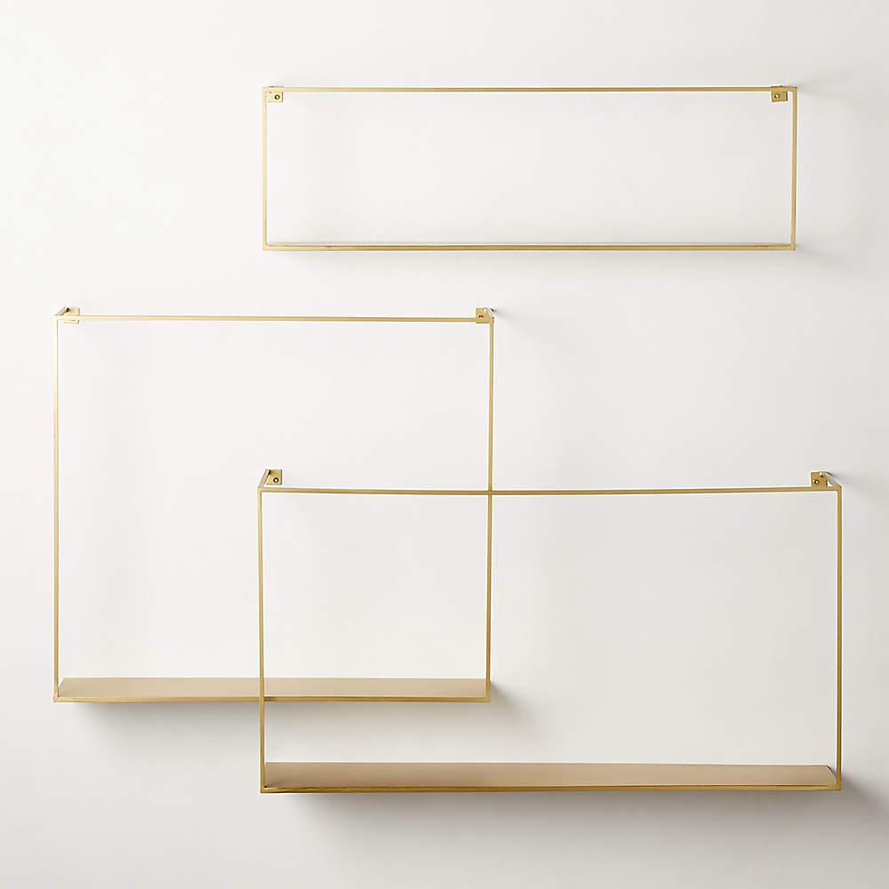 Antiqued Brass Large Floating Shelves Set of 3 + Reviews