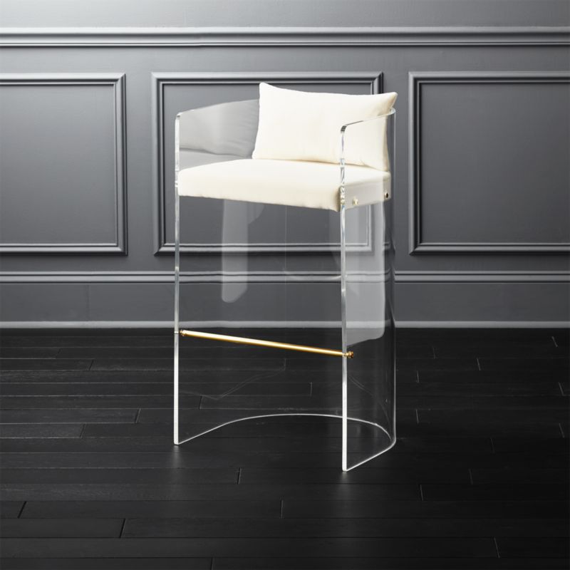 Antonio Acrylic 80" Bar Stool with Back Pillow + Reviews | CB80