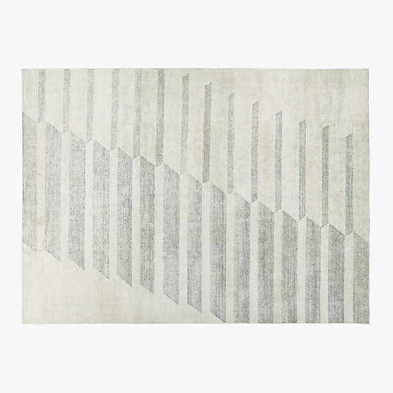 Anya Modern Viscose Blend Silver Ivory and Black Handloomed Area Rug 5