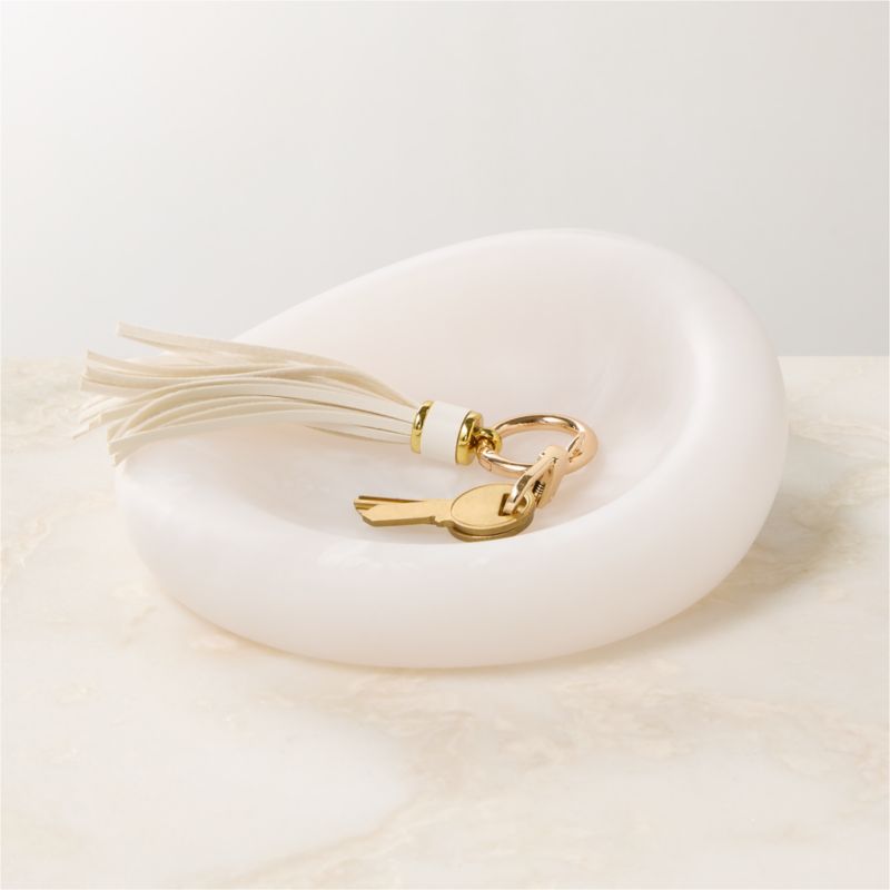 View Anya White Swirled Resin Catchall Dish details