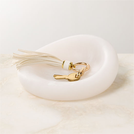 Anya White Swirled Resin Catchall Dish