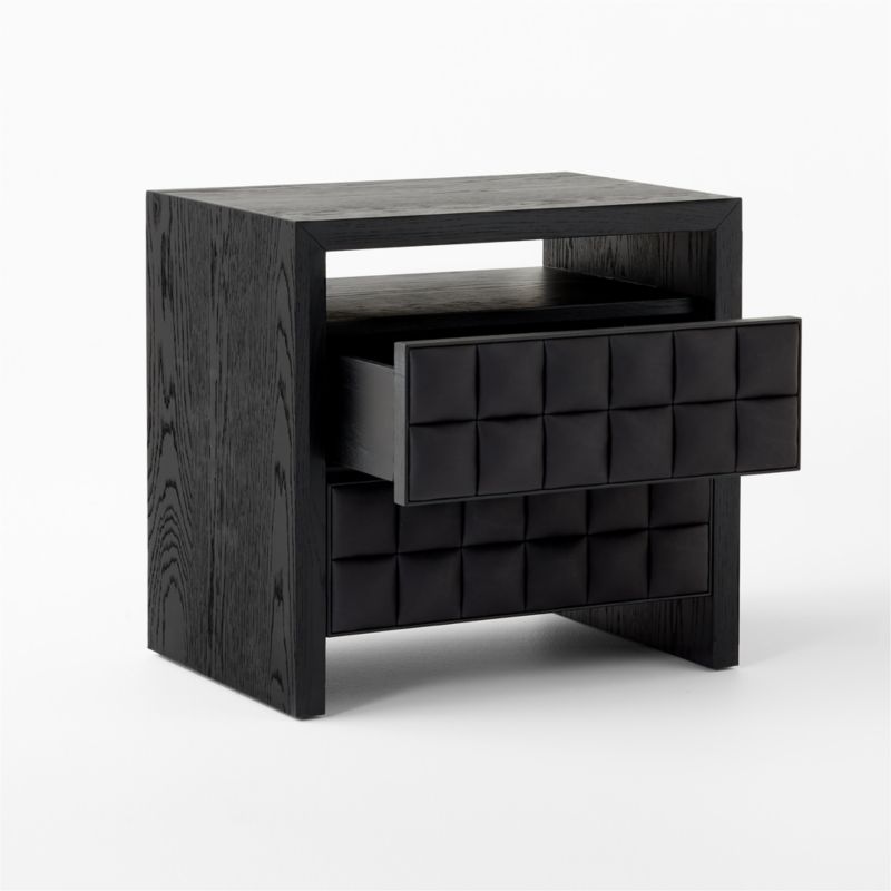 Apollo 2-Drawer Black Leather and Wood Nightstand - image 5 of 9