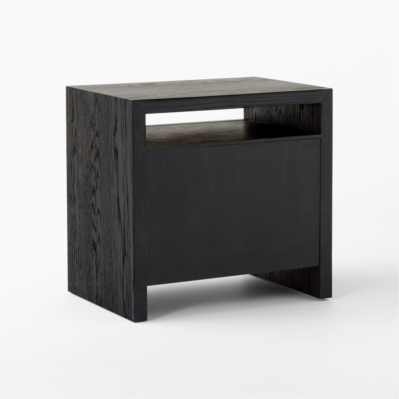 Apollo 2-Drawer Black Leather and Wood Nightstand - image 7 of 9