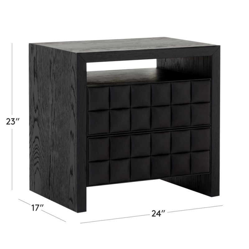 View Apollo 2-Drawer Black Leather and Wood Nightstand - image 3 of 9