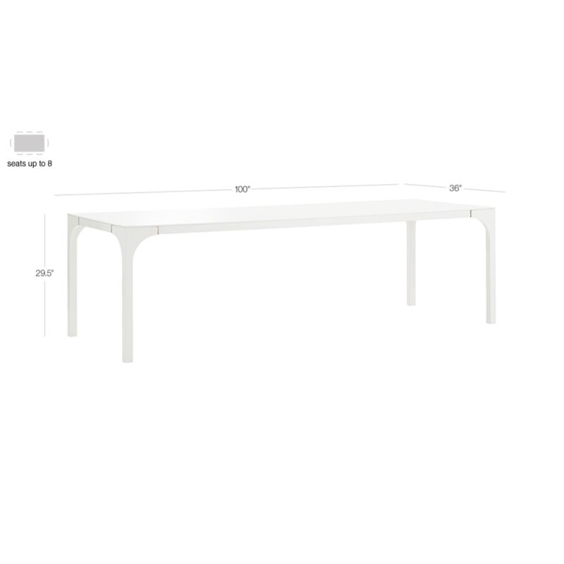 View Aqua Virgo 100" Rectangular White Dining Table - image 3 of 10