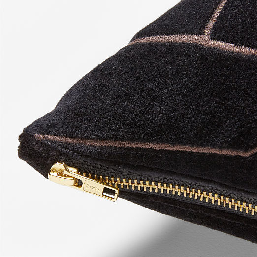 Arabella Black Velvet Throw Pillow 23"x23"