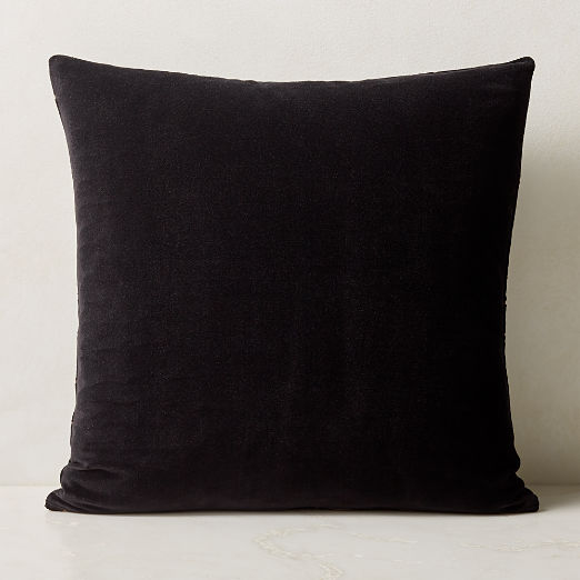 Arabella Black Velvet Throw Pillow with Down-Alternative Insert 23''