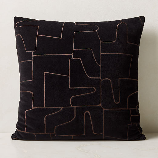 Arabella Black Velvet Throw Pillow 23"x23"