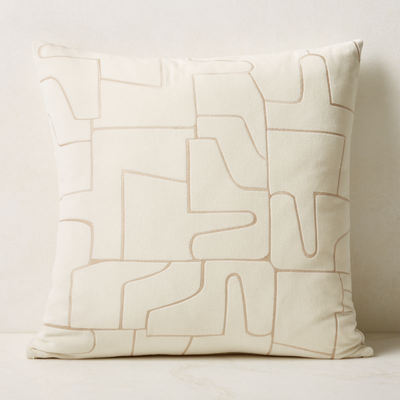 View Arabella White Velvet Throw Pillow with Down-Alternative Insert 23"x23" details