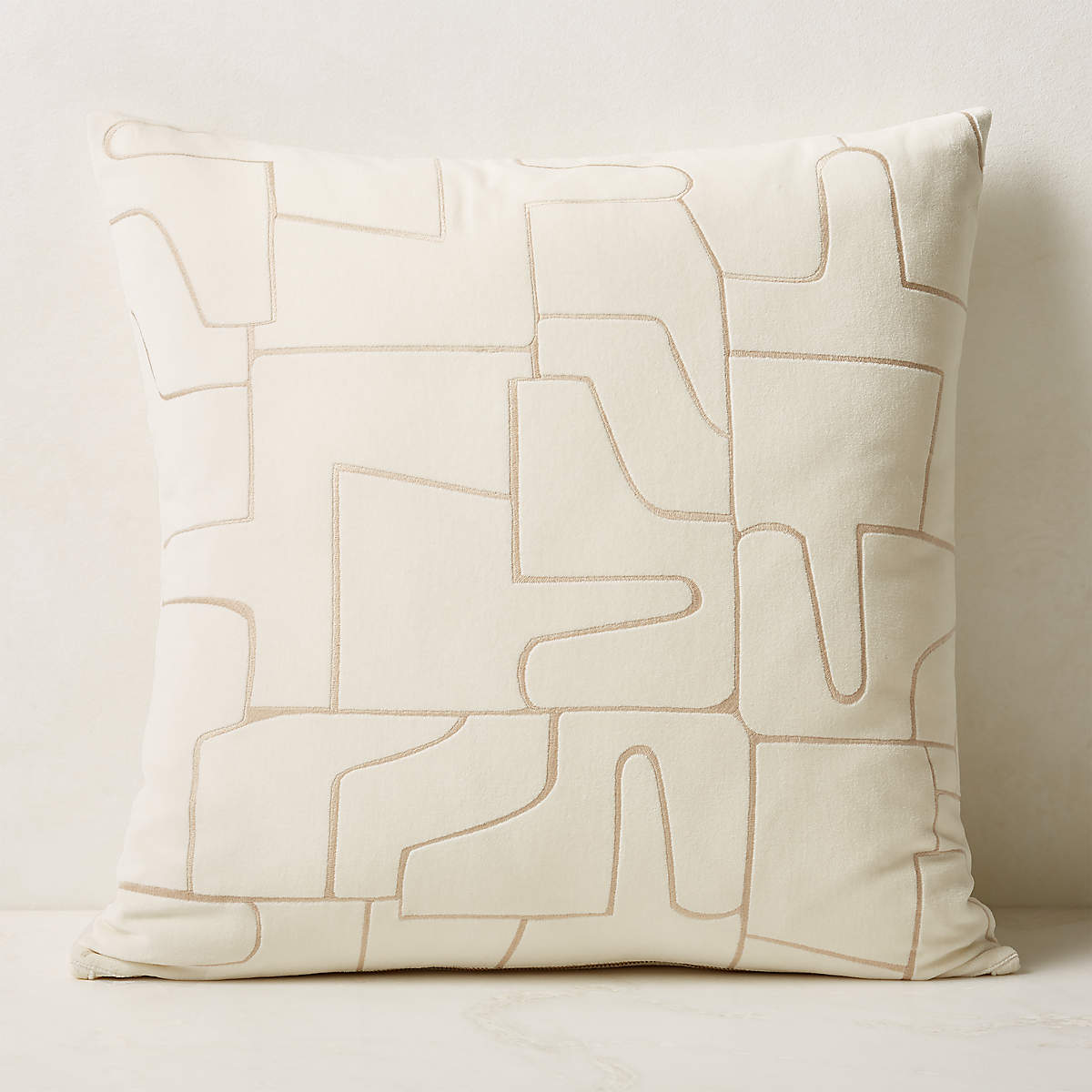 Arabella White Velvet Modern Throw Pillow with Down-Alternative Insert 23'' + Reviews | CB2