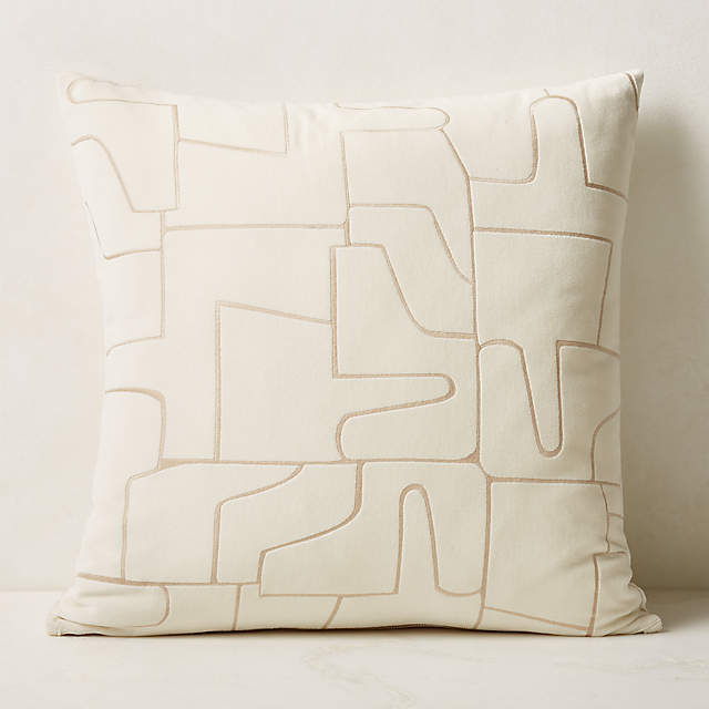 Amber and Ivory Wavy Checkered Throw Pillow